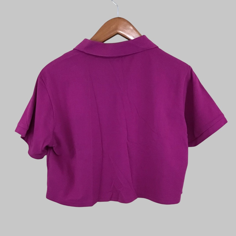 Wild Fable Womens Magenta Pink‎ Cropped Polo Shirt Short Sleeve Cotton Large NWT - Picture 2 of 4